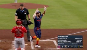 José Altuve launches a deep three-run homer to left field, giving the Astros a three run lead over the Angels