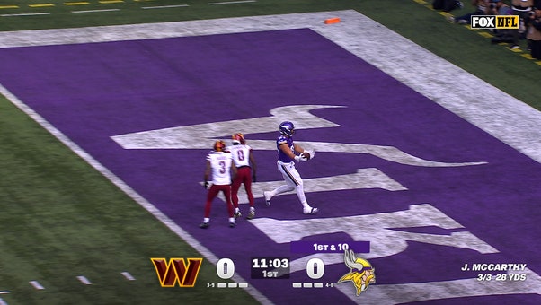 J.J. McCarthy finds Josh Oliver for 18-yard TD to give Vikings a lead over Commanders