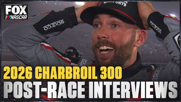 Ross Chastain, Jesse Love and Austin Hill after Charbroil 300 at Charlotte Motor Speedway 🎤 NASCAR on FOX