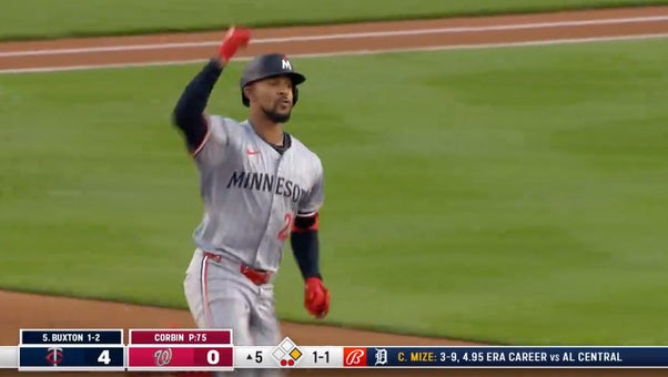 Byron Buxton slams his second homer of the night to right-center field, extending the Twins' lead over the Nats
