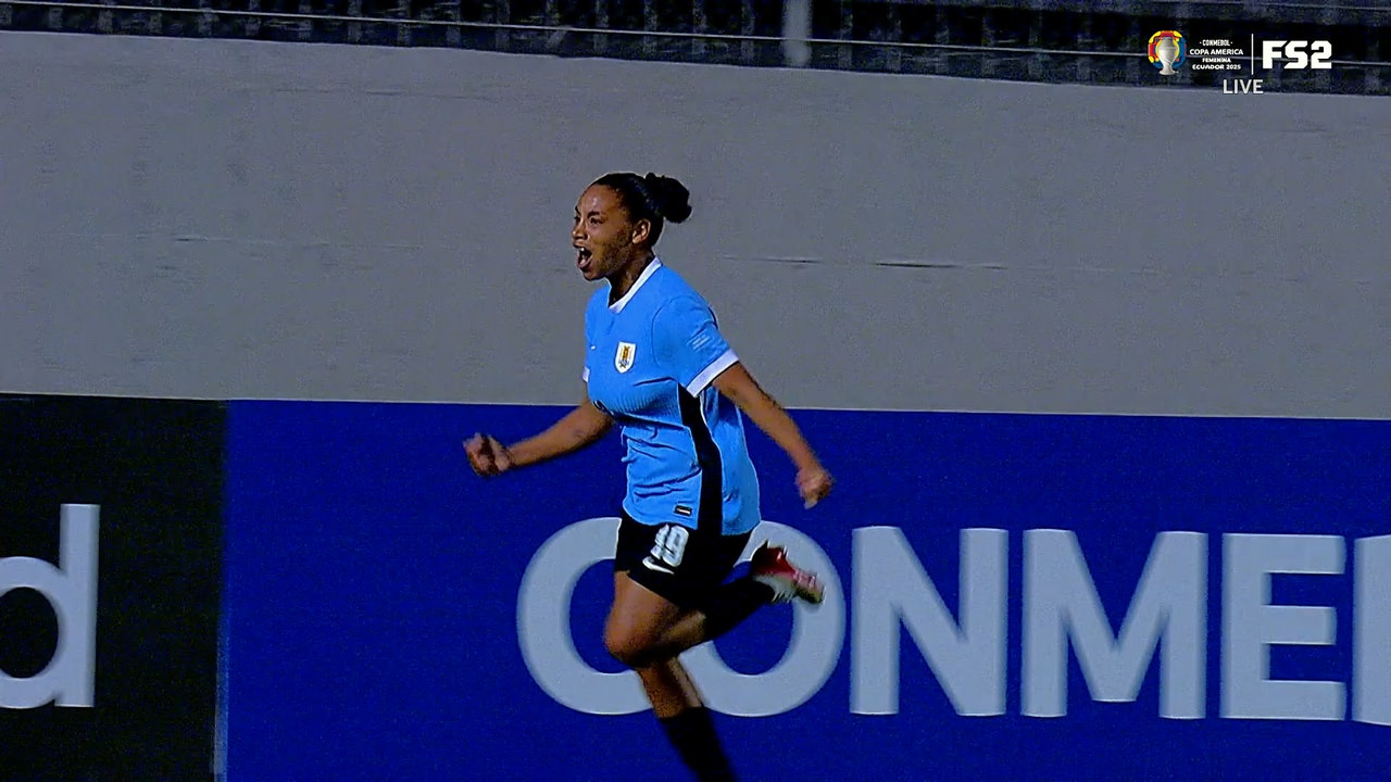 Wendy Carballo finds the back of the net, extending Uruguay's lead 2-0 over Chile