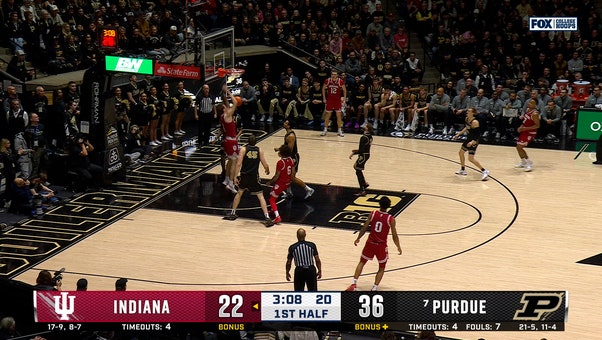 Indiana's Tayton Conerway finds Reed Bailey for baseline alley oop dunk vs. Purdue