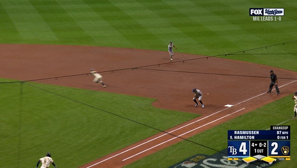 David Hamilton Reaches First, Cooper Pratt Scores Off fielding Error by Jonathan Aranda, Trimming Brewers' Deficit to One Run vs Rays