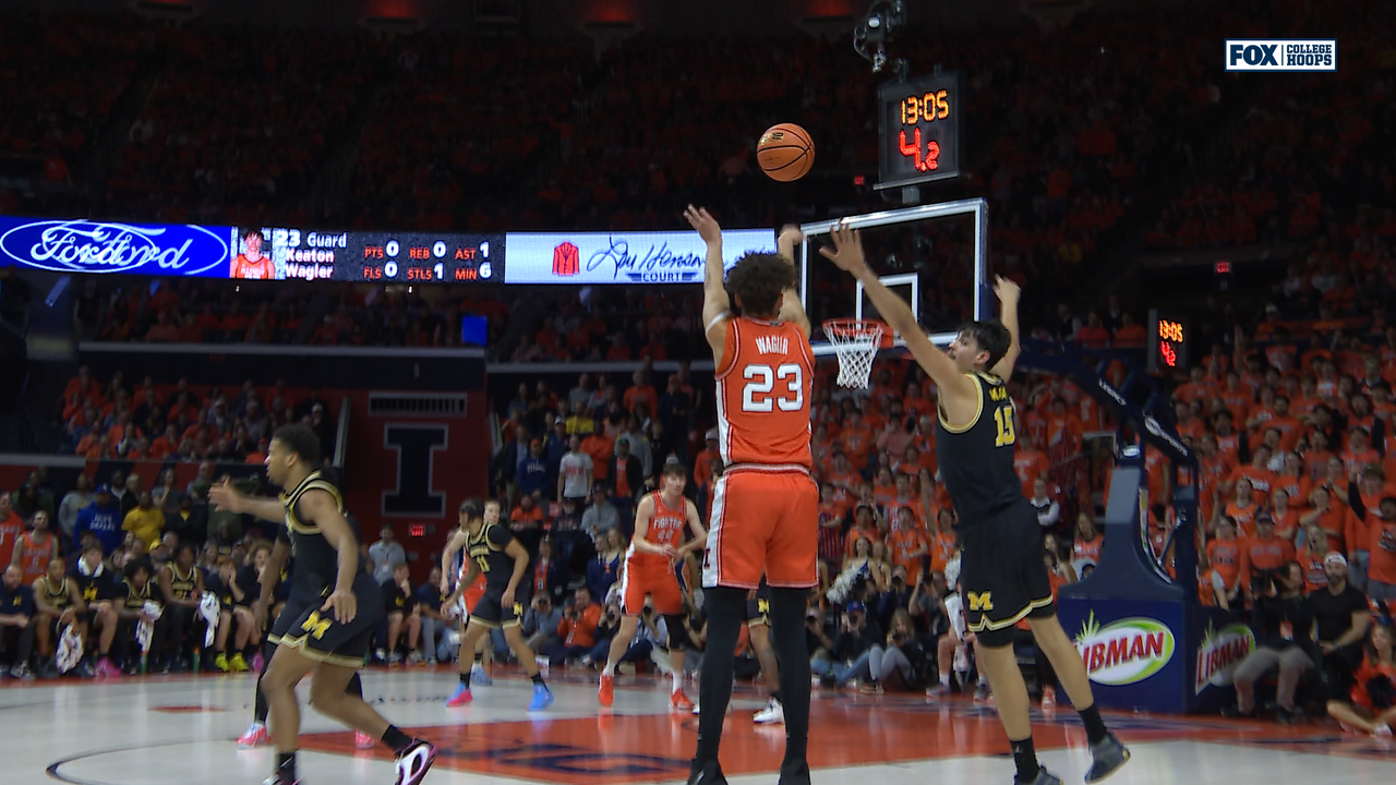 Illinois' Keaton Wagler draws foul and splashes 3-pointer, extending lead over Michigan