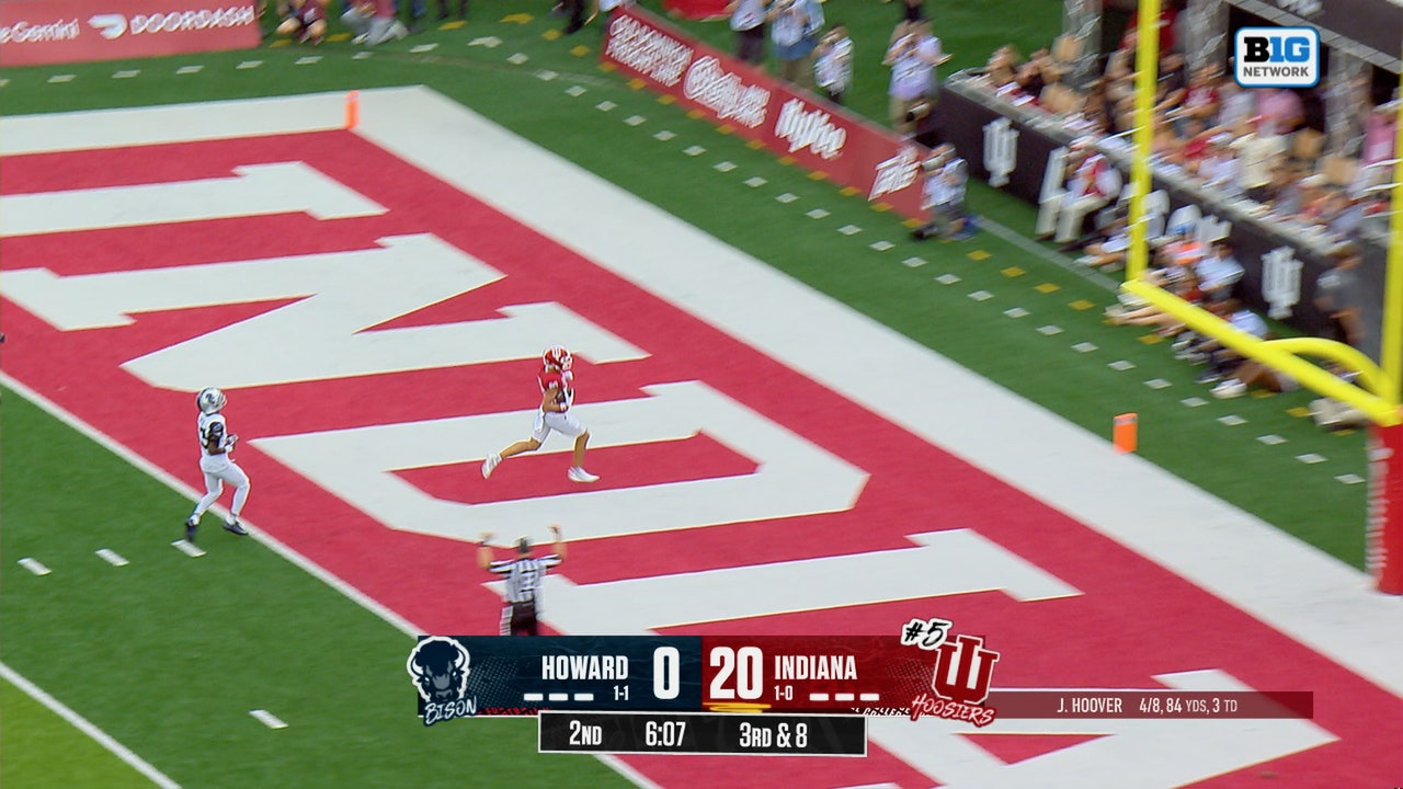 Indiana's Josh Hoover connects with Charlie Becker for 41-yard TD, his third of game vs Howard
