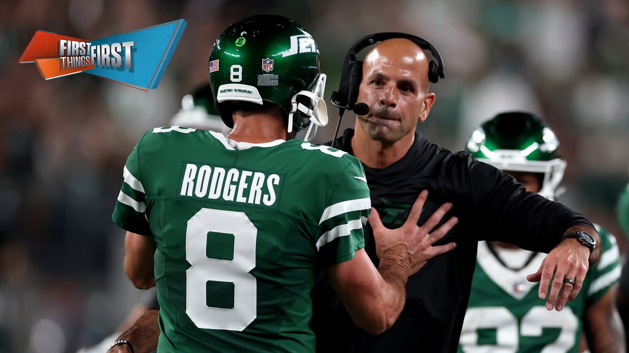 Jets beat Patriots 24-3, Was Aaron Rodgers pushing Robert Saleh something or nothing? | First Things First