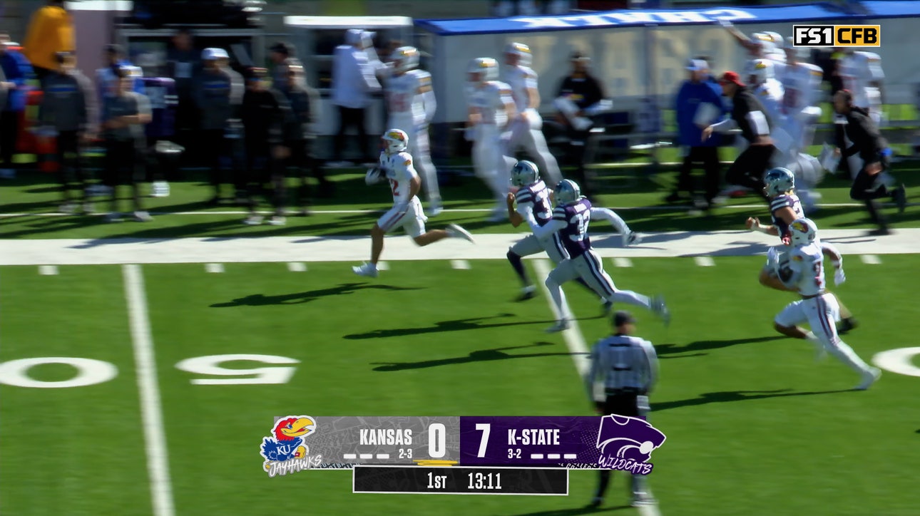 Kansas's Bryson Hayes takes it to the HOUSE for 95-yard kickoff return TD, tying game vs Kansas State