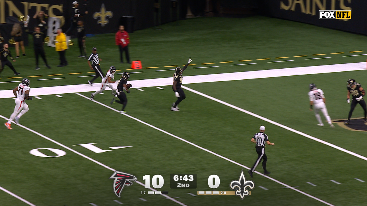 Saints' Justin Reid makes interception and runs it back 49-yards for TD, trimming deficit against Falcons | NFL Highlights