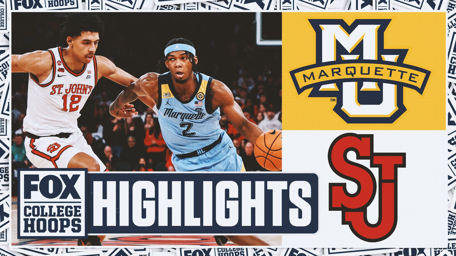 No. 11 Marquette Golden Eagles vs. No. 12 St. John's Red Storm Sorotan | Fox College Hoops