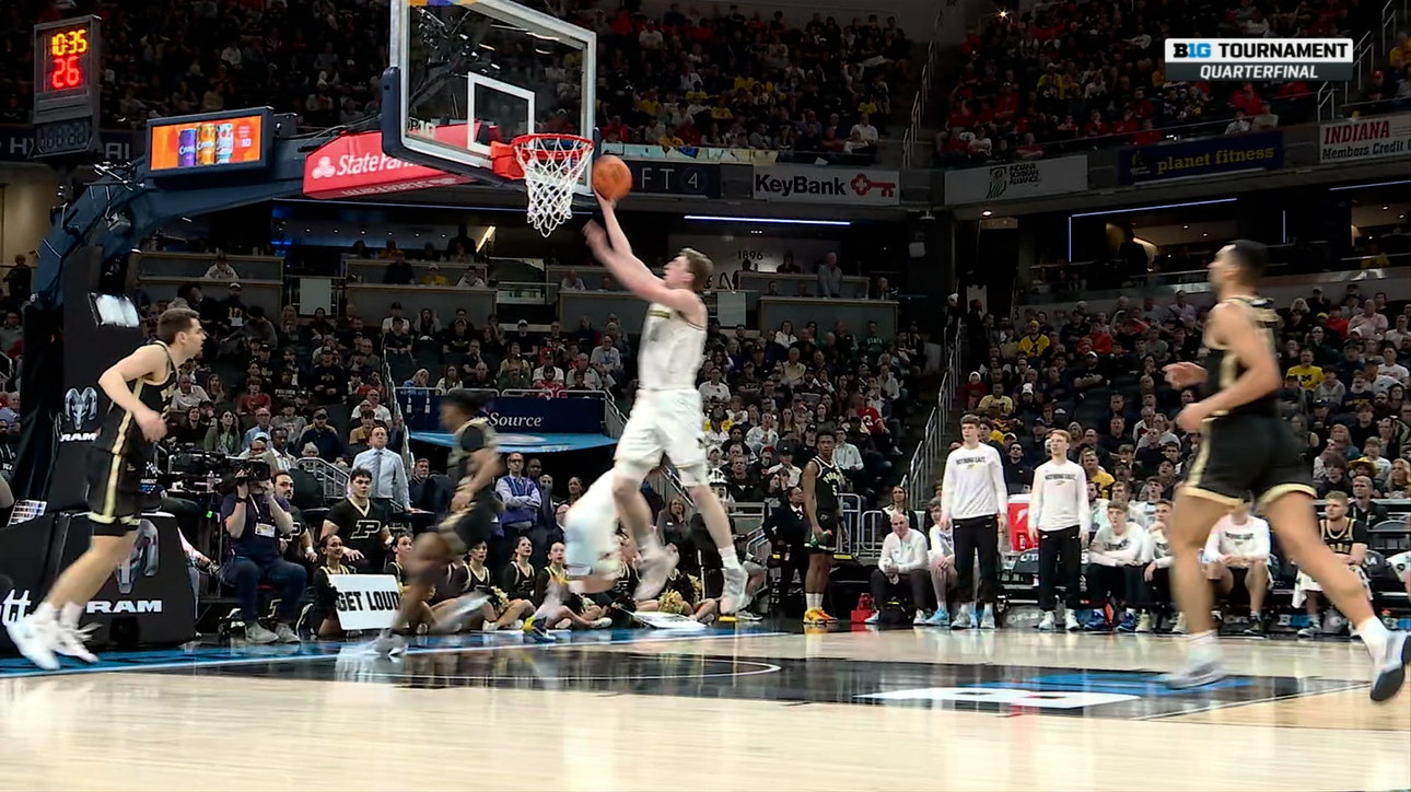 Tre Donaldson gets the steal and finds Danny Wolf for the finish, extending Michigan's lead vs. Purdue