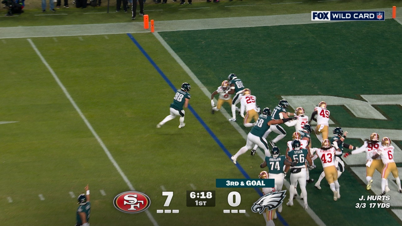 Dallas Goedert rushes for touchdown, cutting Eagles' deficit vs. 49ers | NFL Highlights