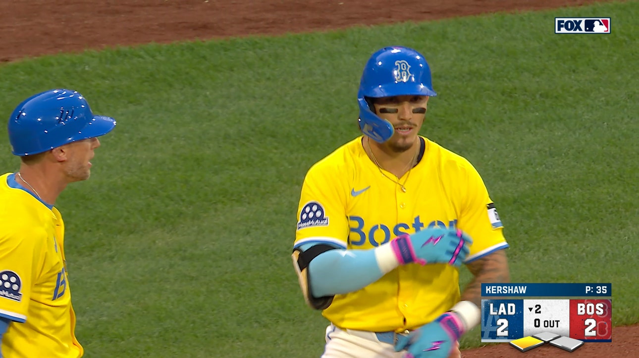 Red Sox's Jarren Duran drives in two runs with triple, tying game against Dodgers