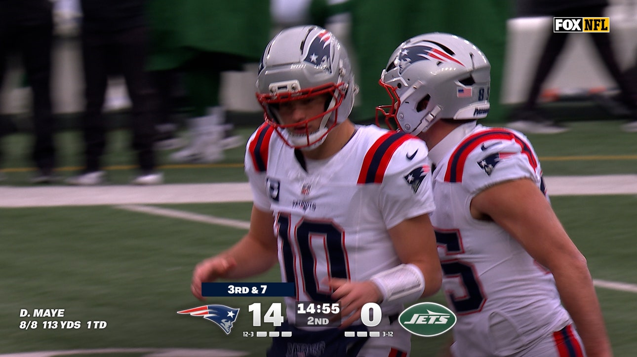 Drake Maye finds Rhamondre Stevenson for 22-yard TD, extending Patriots lead over Jets | NFL Highlights