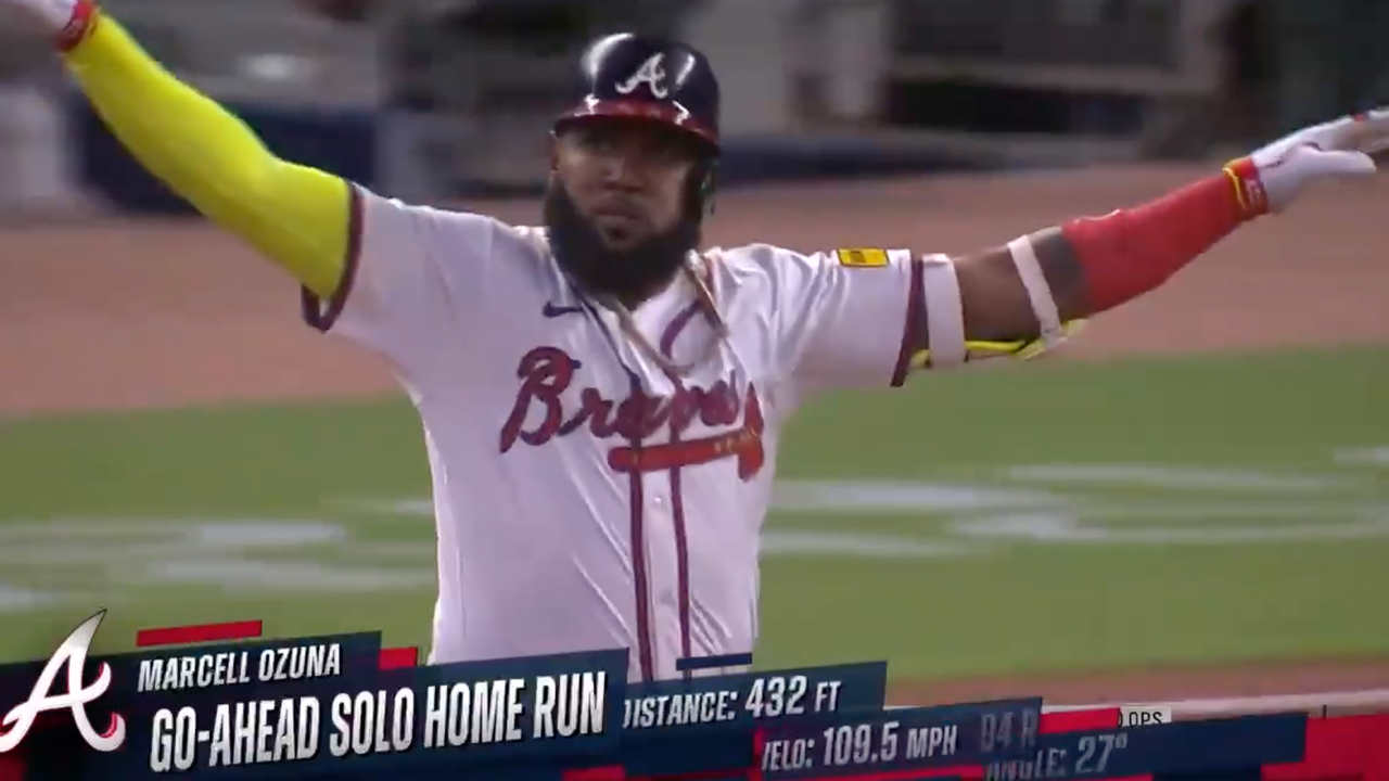 Marcell Ozuna LAUNCHES a solo home run to give Braves a 2-1 lead vs. Phillies