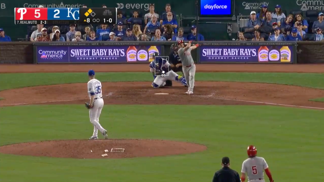 J.T. Realmuto hits his SECOND three-run home run to extend Phillies' lead over Royals