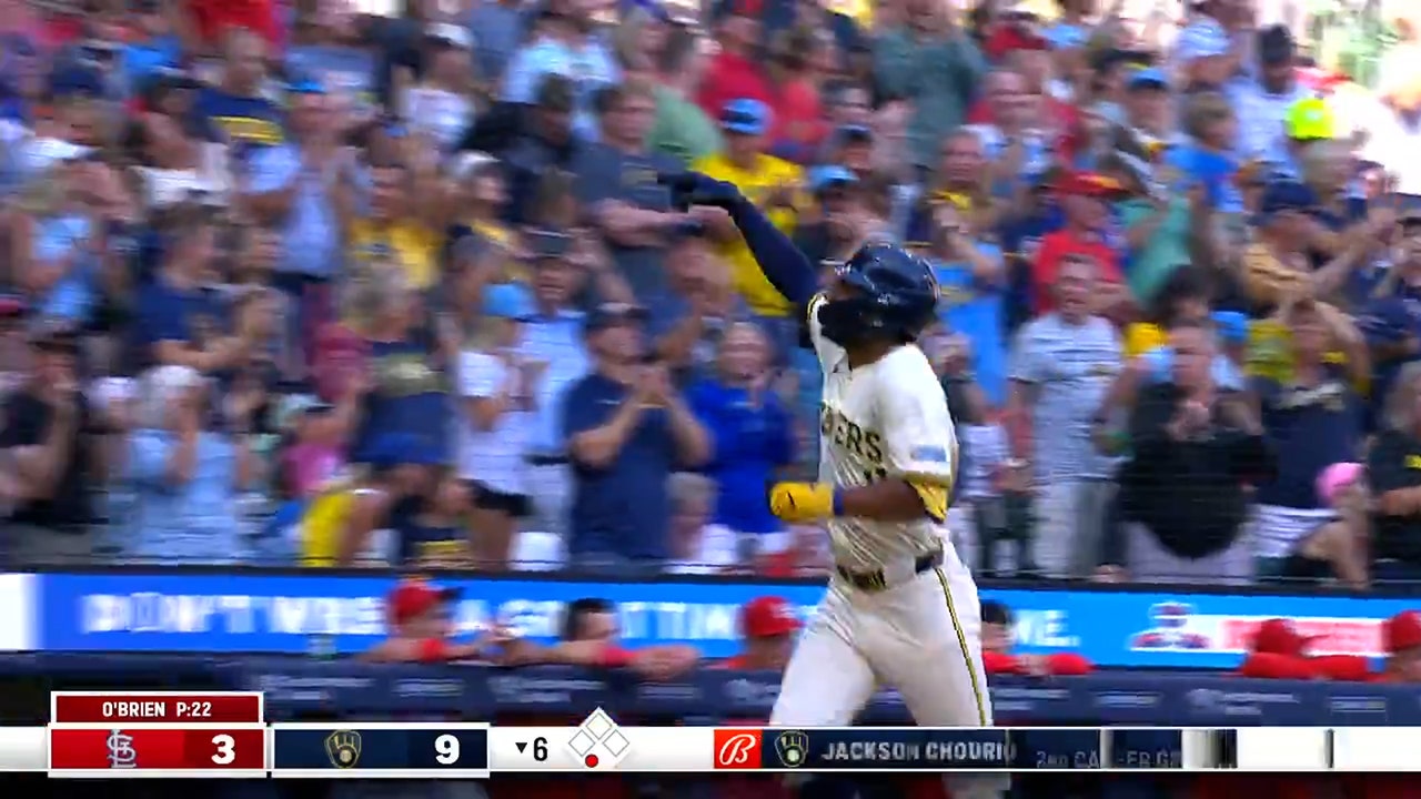 Jackson Chourio crushes a GRAND SLAM to extend the Brewers' lead over the Cardinals