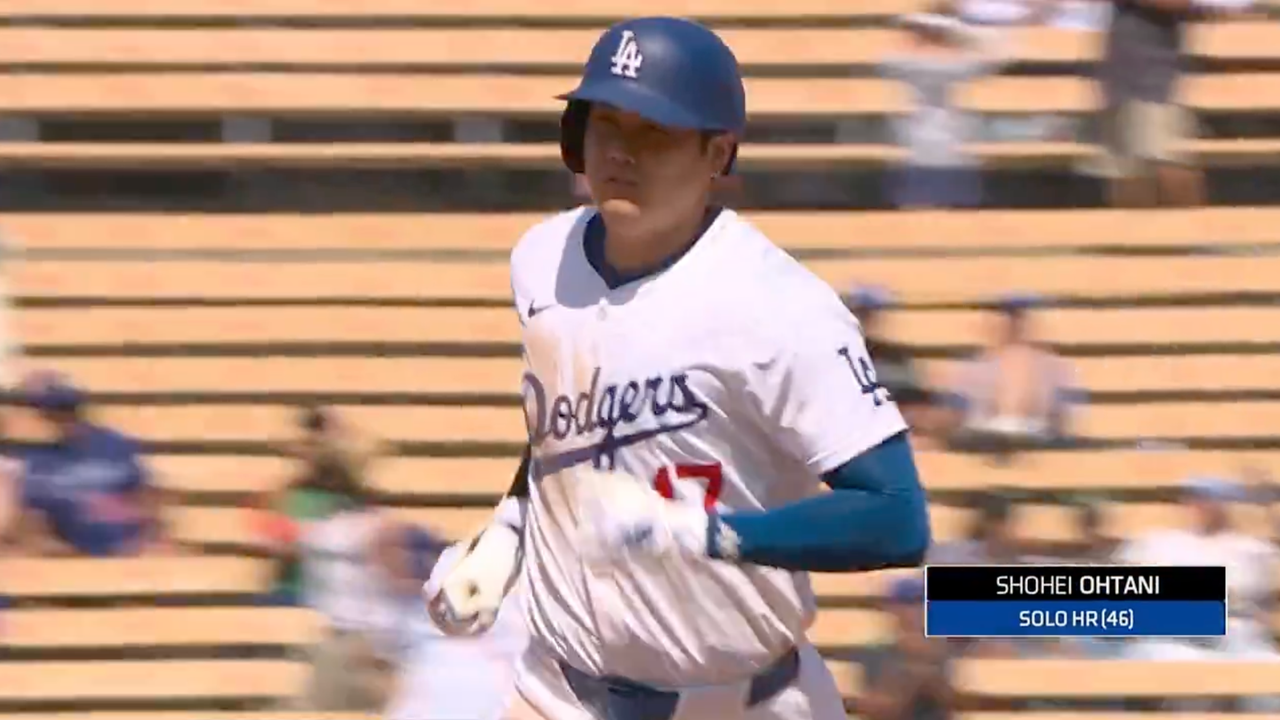 Dodgers' Shohei Ohtani joins the 46/46 club after hitting a solo home run vs. Guardians