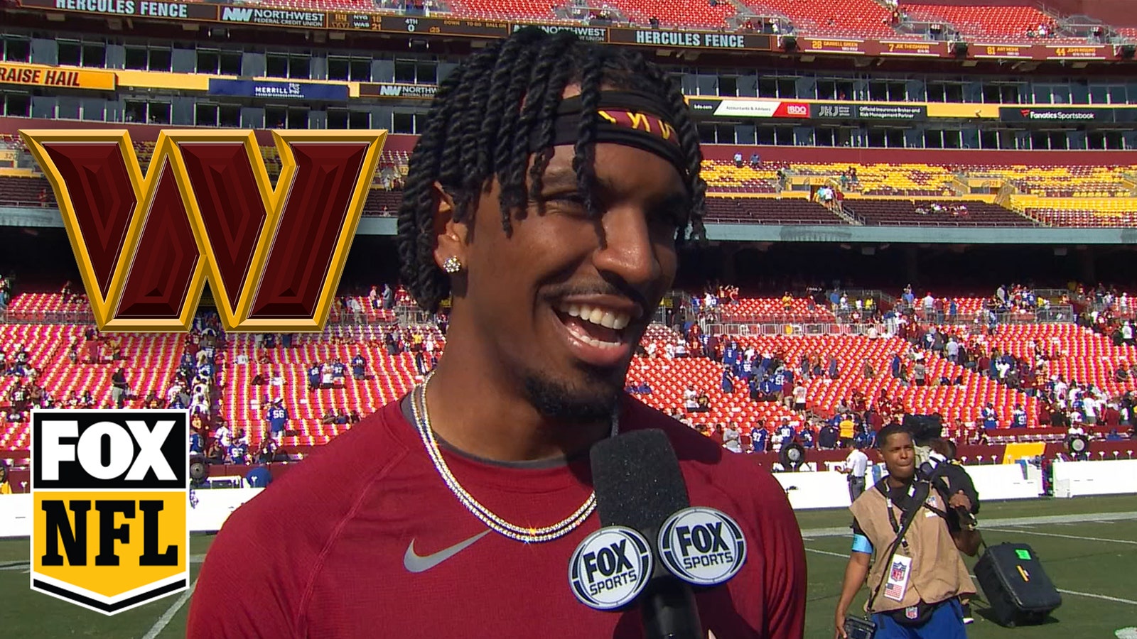 Commanders' Jayden Daniels speaks on winning his first NFL game vs. Giants | NFL on FOX