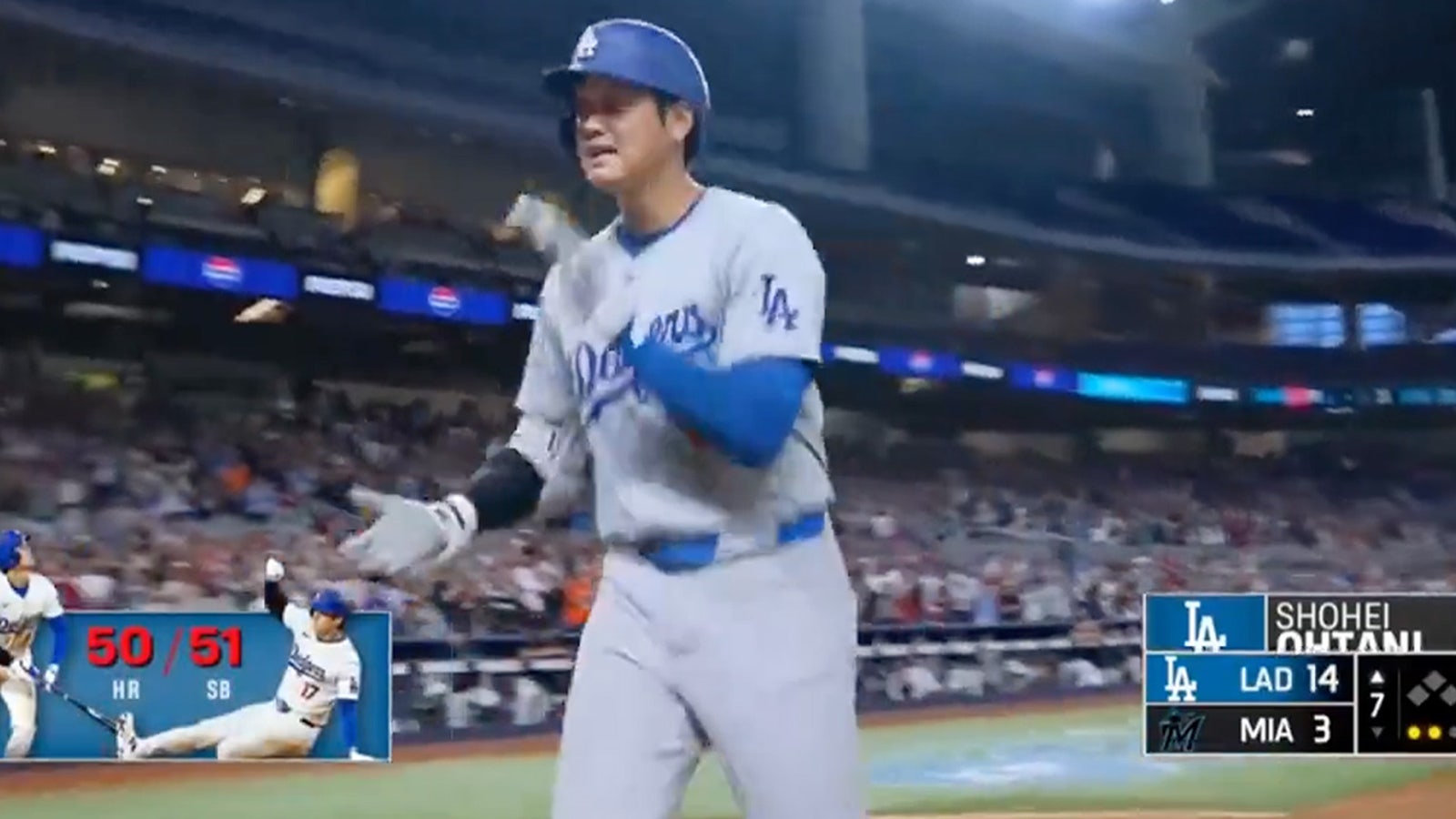 Dodgers' Shohei Ohtani becomes first player in MLB history with 50 home runs and 50 stolen bases in a season