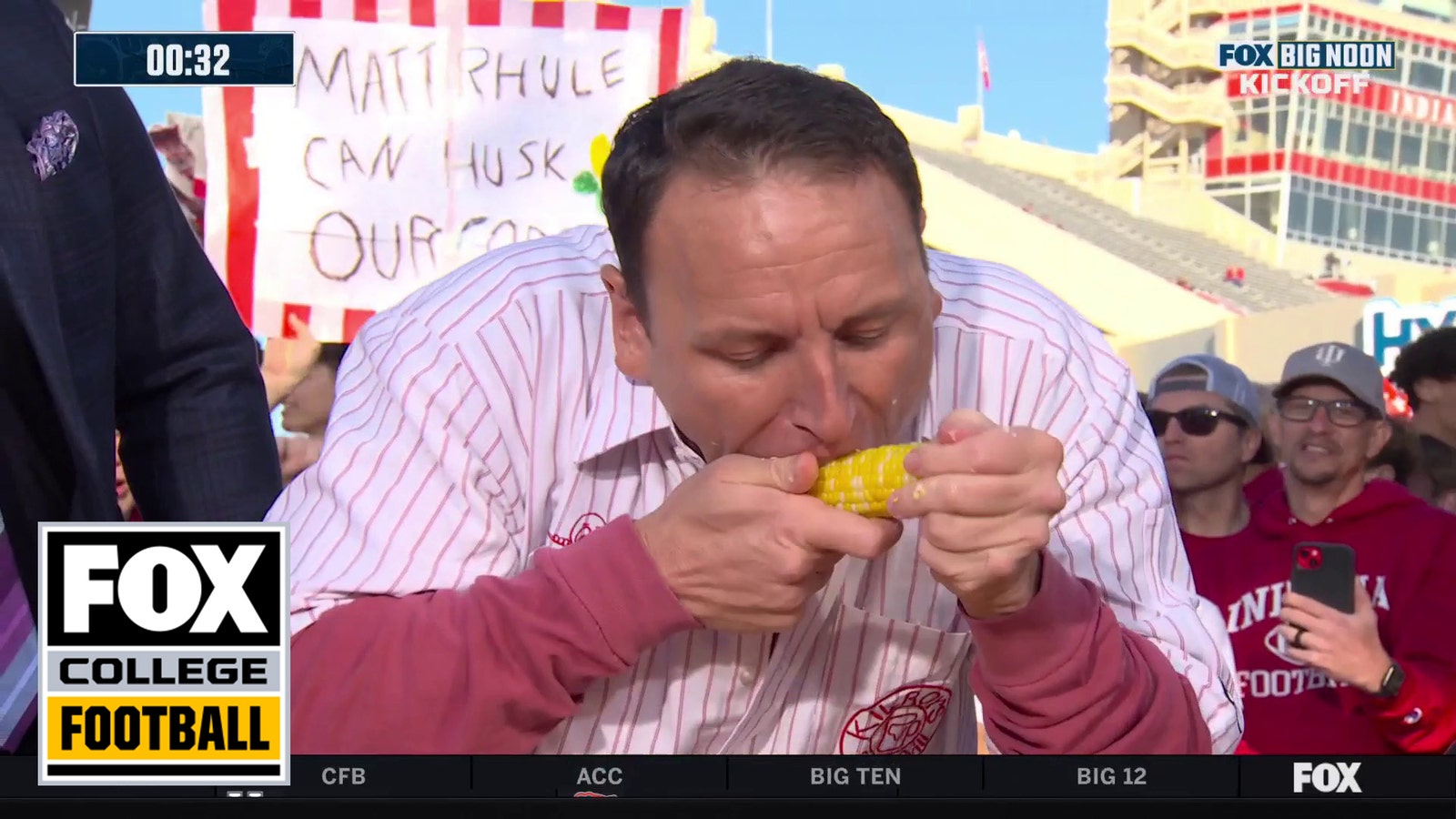 Joey Chestnut takes on two hoosier fans in a corn eating competition | Big Noon Kickoff