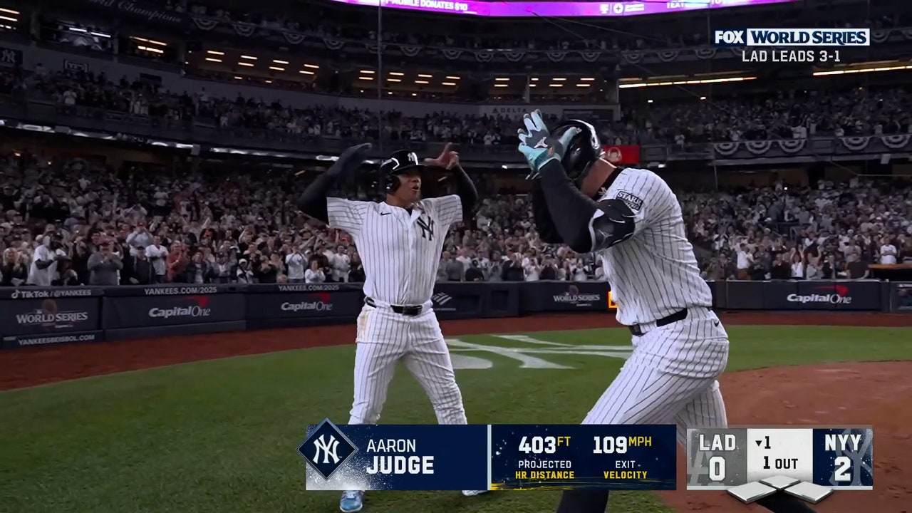 Aaron Judge and Jazz Chisholm hit back-to-back home runs to give Yankees an early 3-0 lead over Dodgers