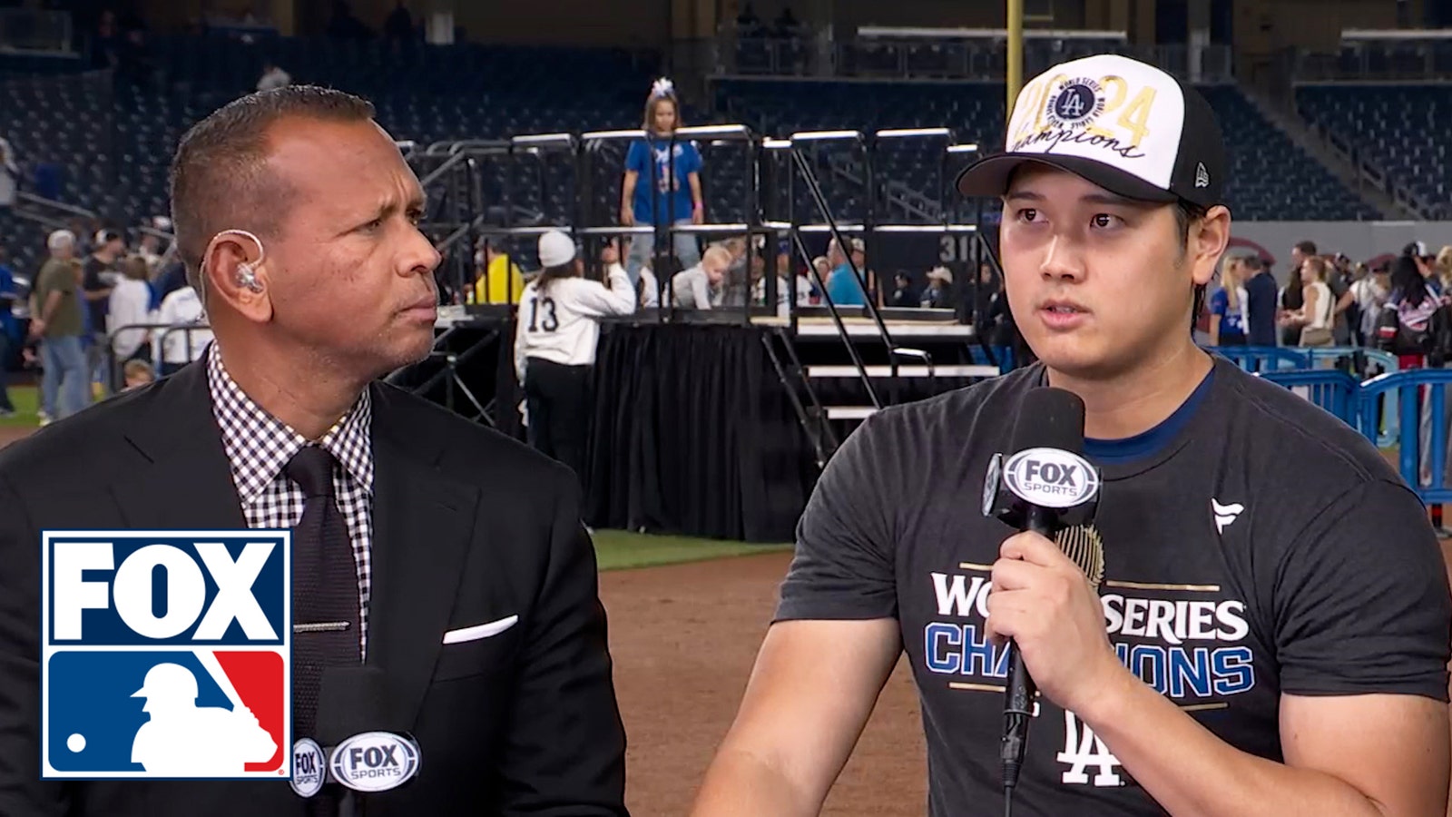 Shohei Ohtani joins the MLB on Fox crew to talk about the Dodgers' 2024 World Series victory