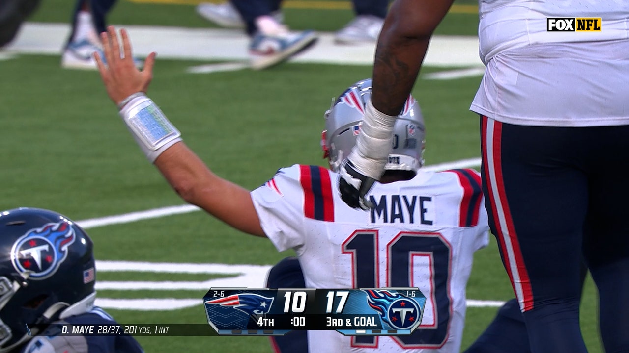 Patriots' Drake Maye finds Rhamondre Stevenson in the end zone as time expires to force overtime against Titans 