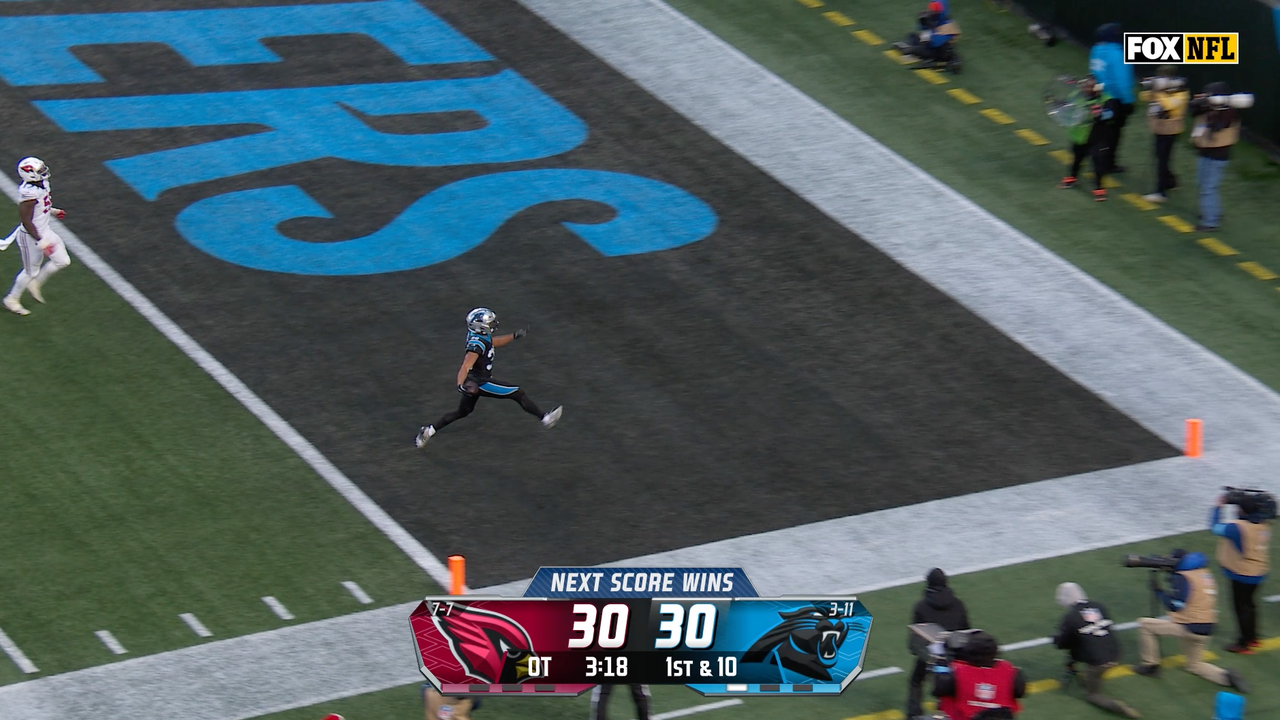 Panthers' RB Chuba Hubbard rushes for 48 yards including a 21-yard game winning TD vs. Cardinals in OT