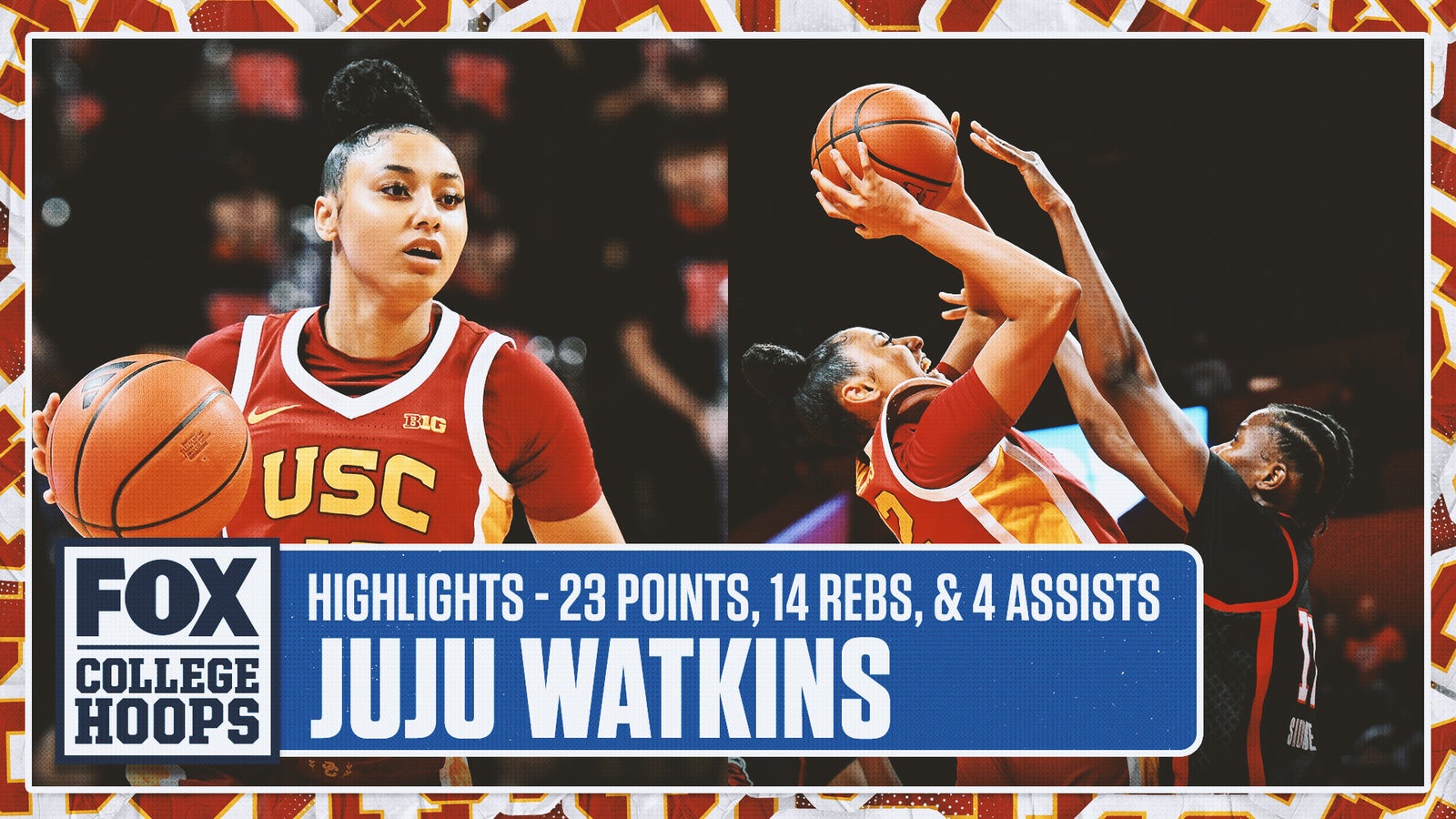 Juju Watkins stelt een double-double van 23 punten samen in de 92-42 overwinning van nr. 4 USC op Rutgers 