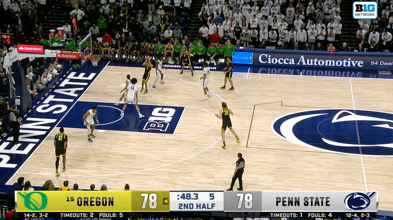 Jackson Shelstad cashes a tough go-ahead jump shot in Oregon's 82-81 win over Penn State