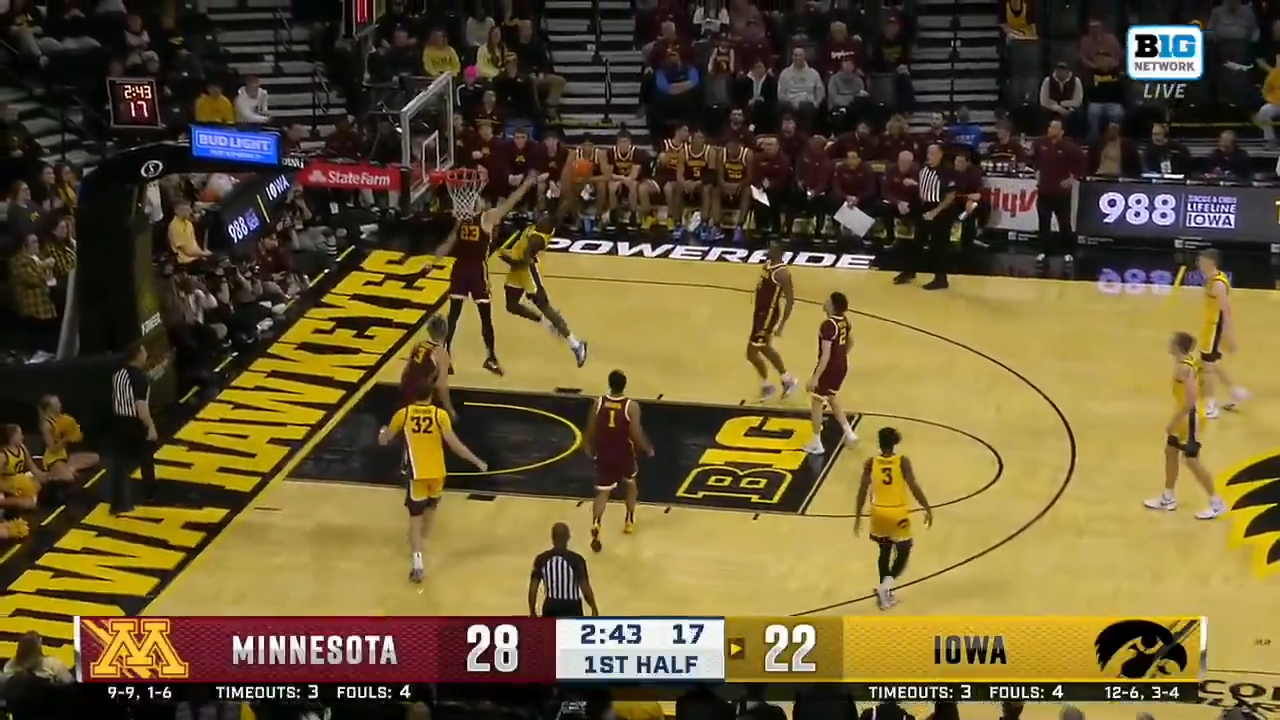 Iowa's Seydou Traore throws down a NASTY contact jam vs. Minnesota