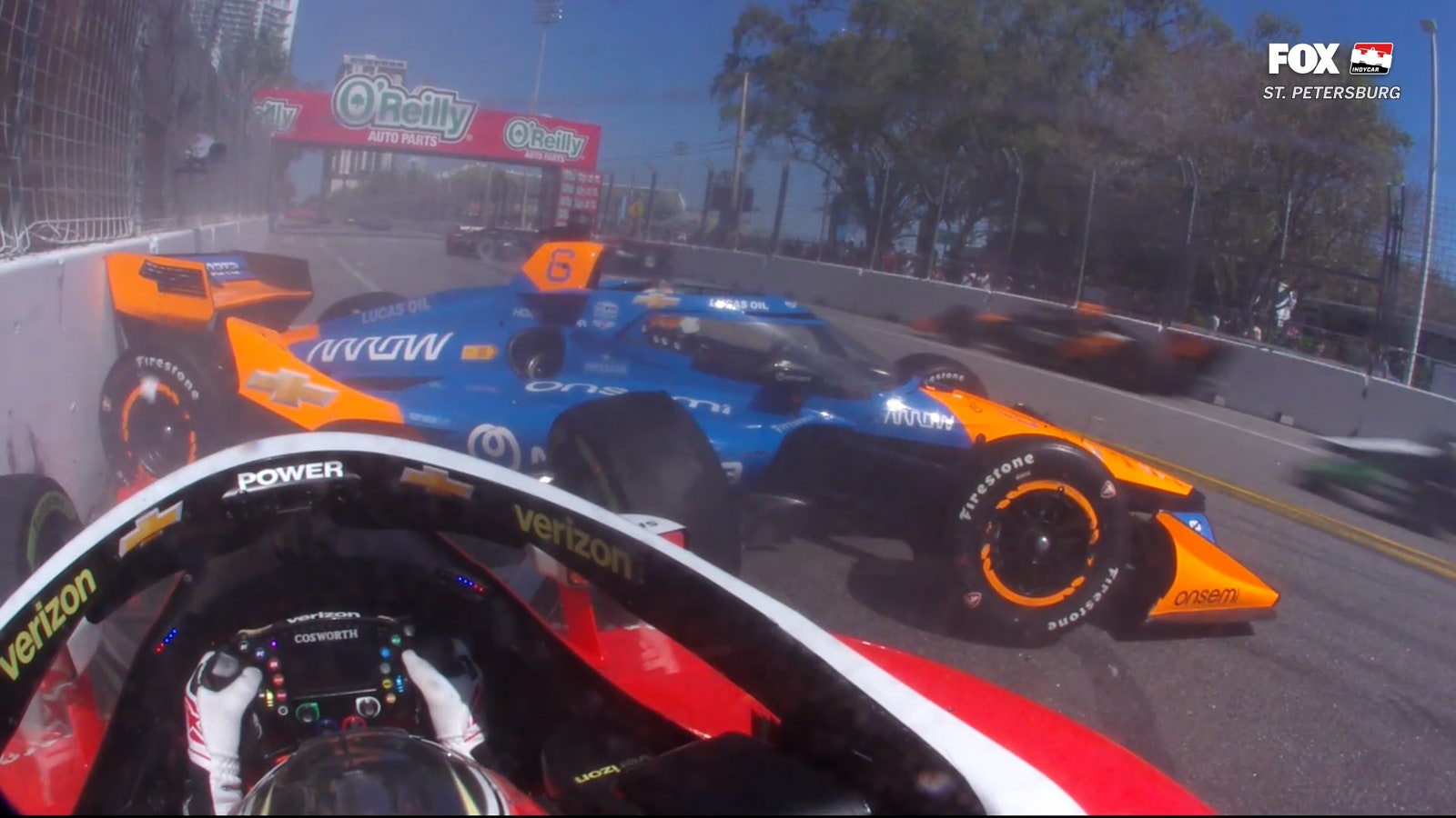 Nolan Siegal, Will Power and Louis Foster crash on Lap 1 in St. Petersburg