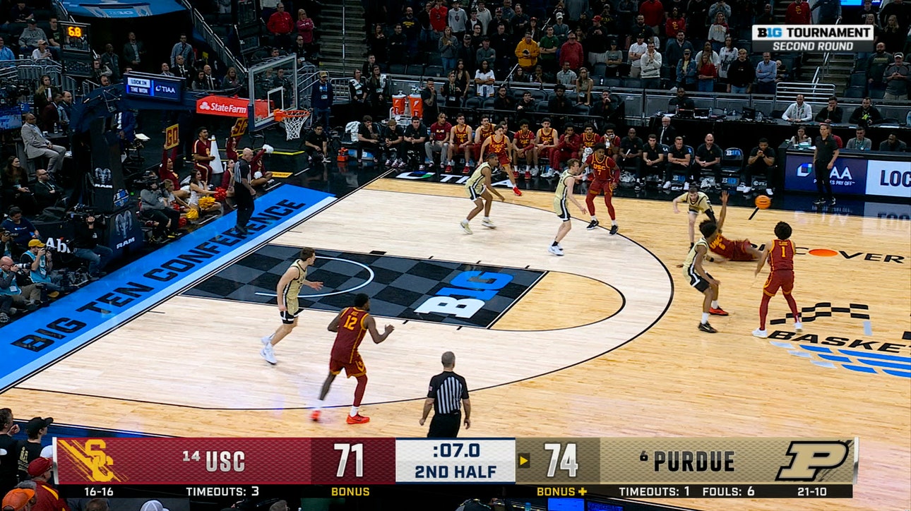 Desmond Claude's pass gets intercepted by Braden Smith, securing Purdue's 76-71 win over USC