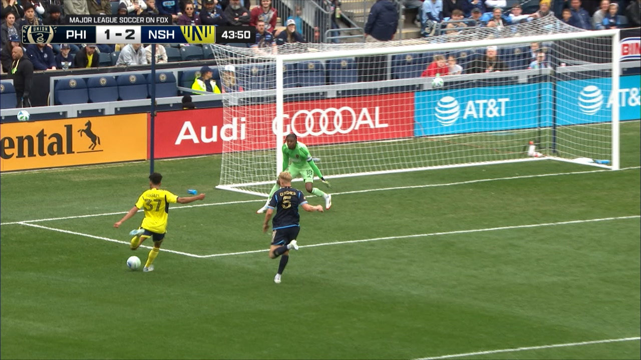 Ahmed Qasem scores in 44' to give Nashville a 2-1 lead over Philadelphia