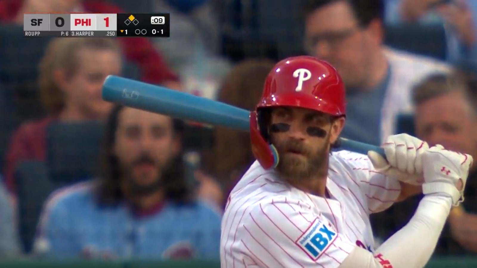 Phillies' Bryce Harper sports blue-colored bat for gender reveal of fourth child