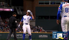 Braves' Eli White hits a game-tying triple vs. Dodgers