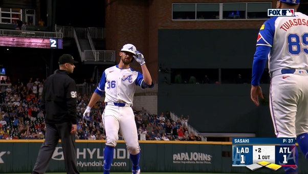 Braves' Eli White hits a game-tying triple vs. Dodgers