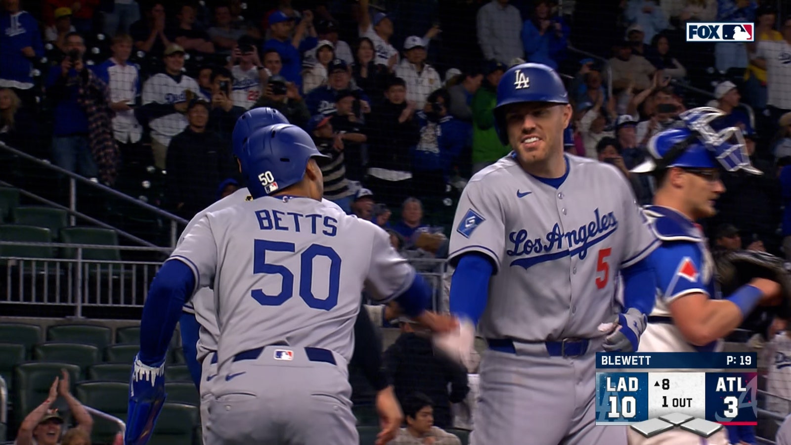 Dodgers' Freddie Freeman crushes a three-run home run vs. Braves
