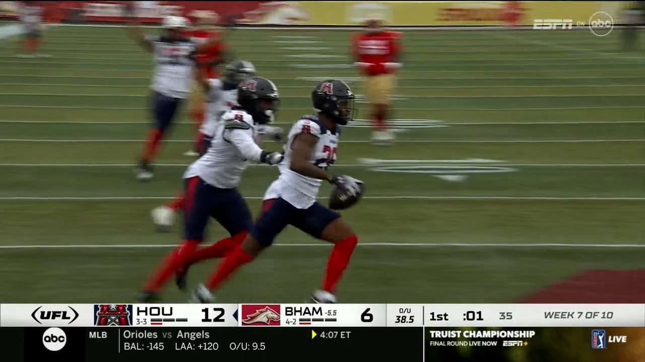 Roughnecks' Damon Arnette takes it 49 yards to the house for a pick-six, extending lead over Stallions