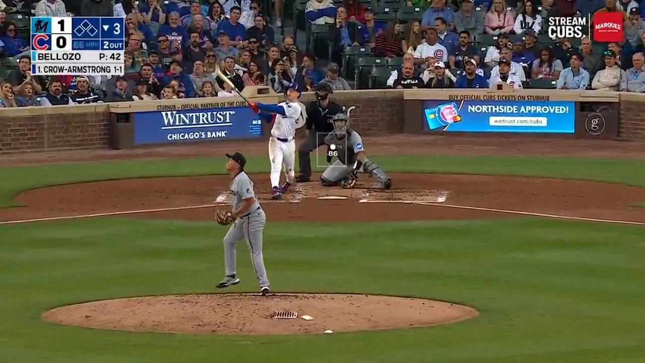 Pete Crow-Armstrong crushes a solo homer, bringing Cubs to a 1-1 tie with Marlins