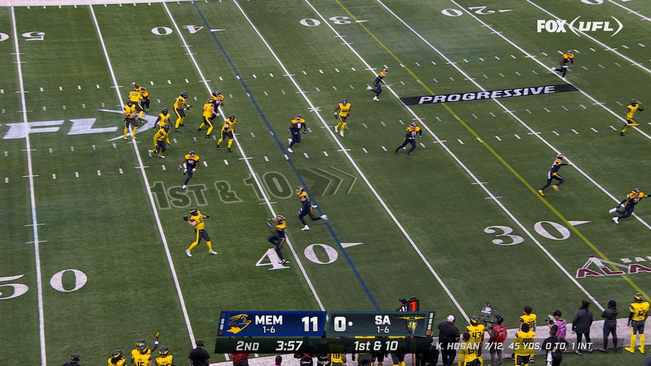 Brahmas TE Steven Stilianos finds Dee Anderson for a 38-yard TD vs. Showboats 