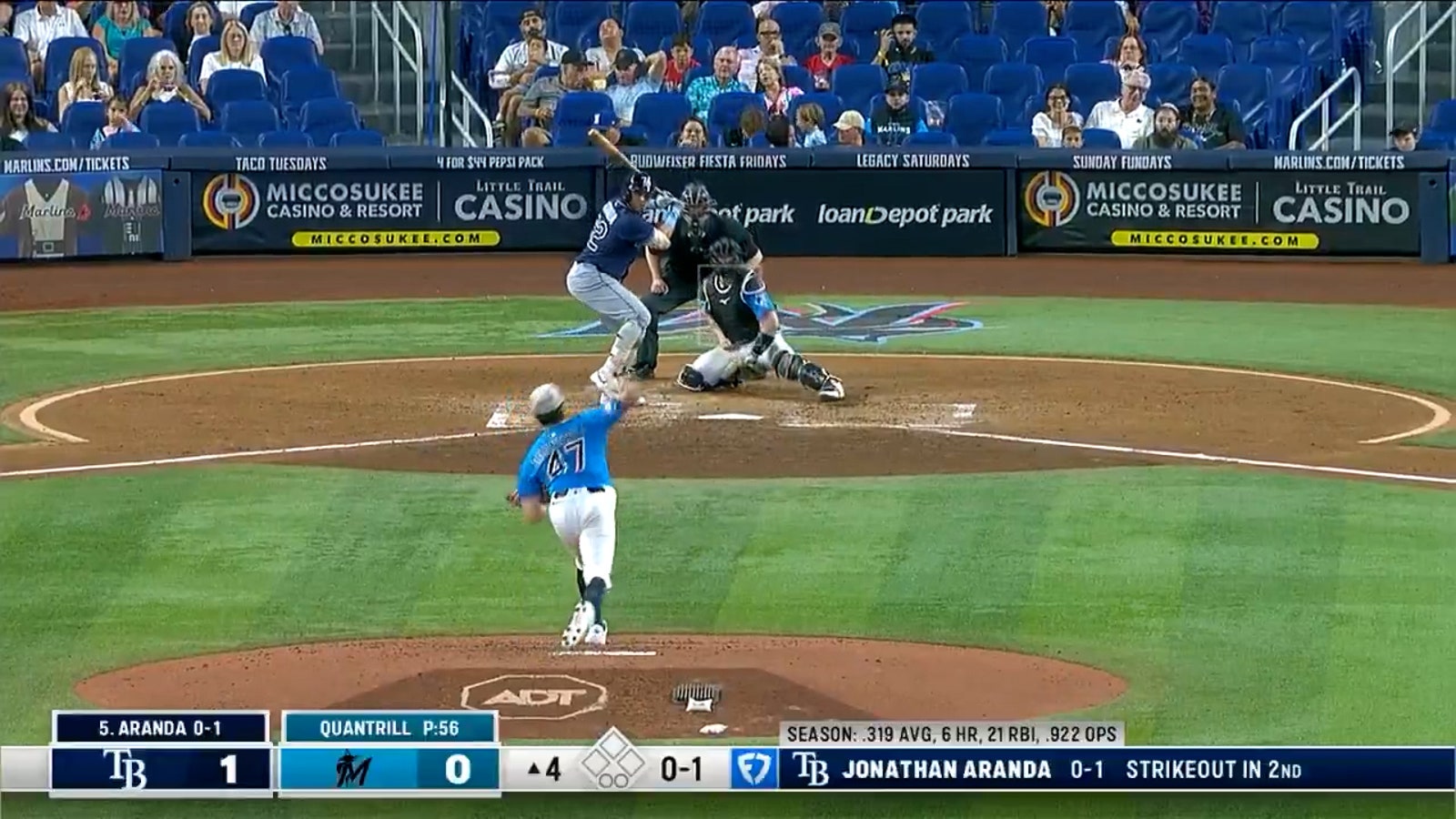 Marlins' Cal Quantrill pitches immaculate inning vs. Rays