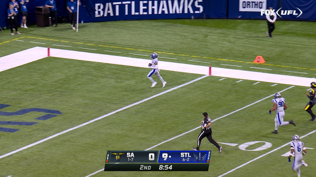 Battlehawks' Micah Abraham strips the ball and takes it to the house for a touchdown, extending the lead