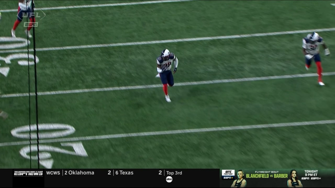 Marvin Moody gets pick-six off Rocky Lombardi to give Roughnecks a 13-0 lead vs. Panthers