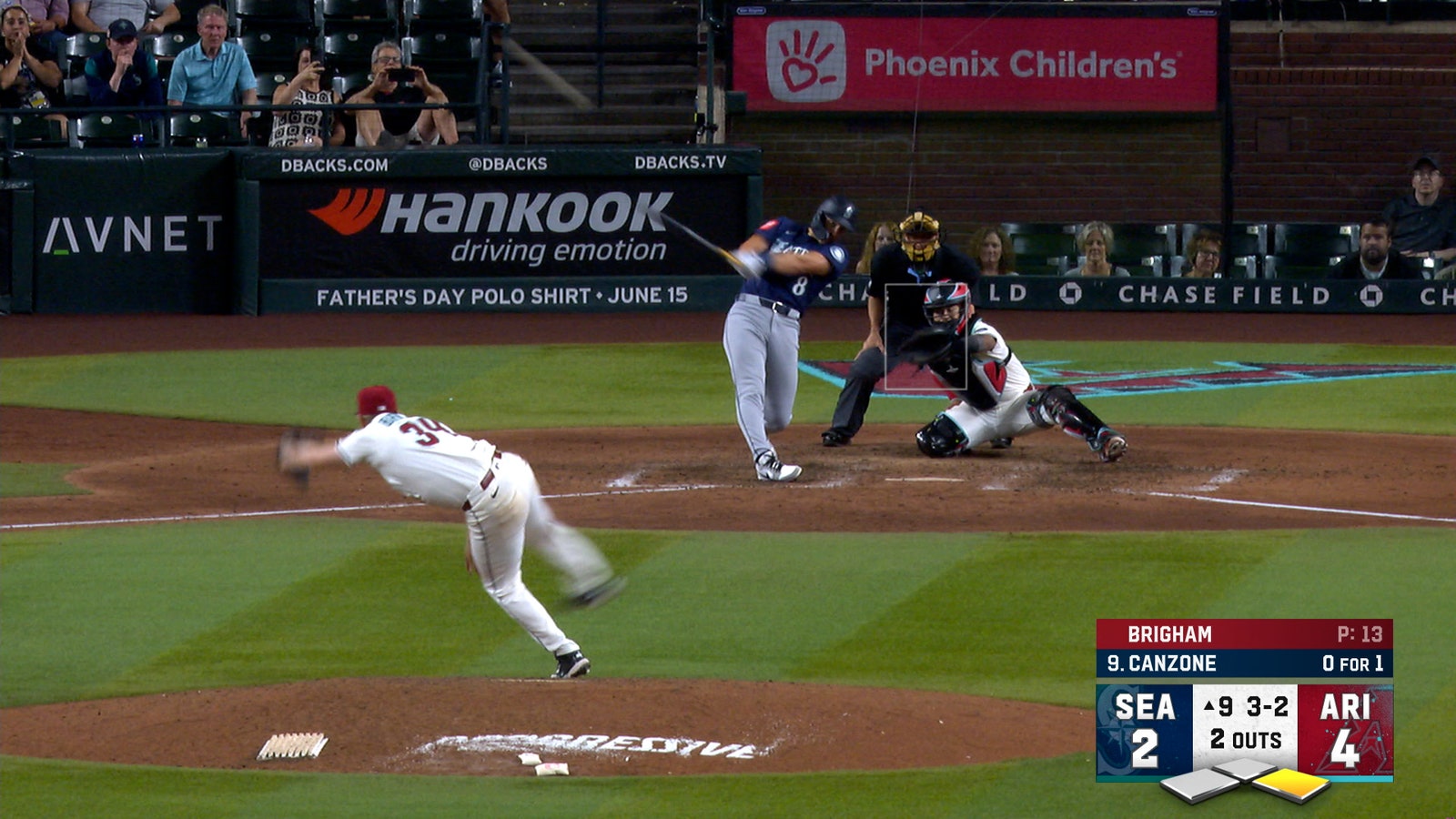 Mariners' Dominic Canzone smacks a two-run homer to tie game vs. Diamondbacks