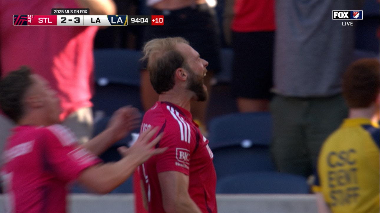 St. Louis' Joao Klauss scores in stoppage time for a hat trick vs. Galaxy