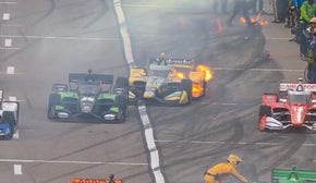 Christian Rasmussen’s car catches fire on pit lane exiting pit stop