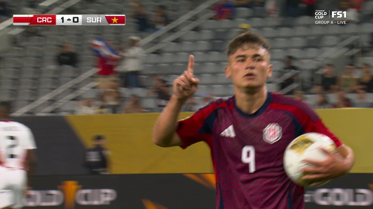 Manfred Ugalde scores PK in 19' to give Costa Rica a 2-0 lead over Suriname