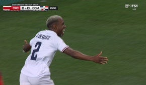 Joao Urbaez scores to give Dominican Republic 1-0 lead over Costa Rica