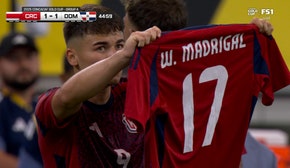 Manfred Ugalde converts PK, giving Costa Rica equalizer against Dominican Republic